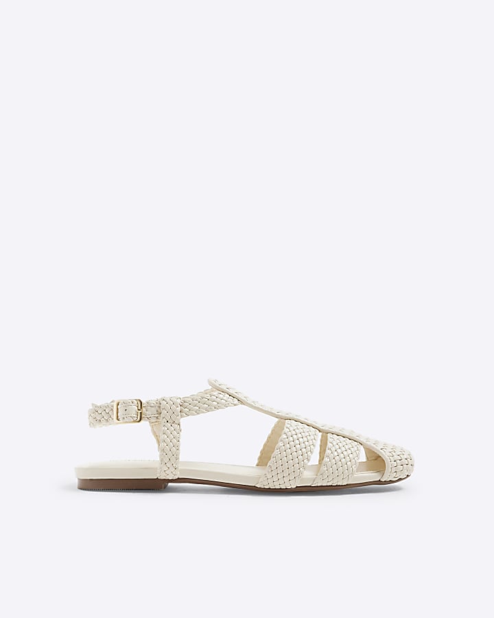 Cream Woven Sandals