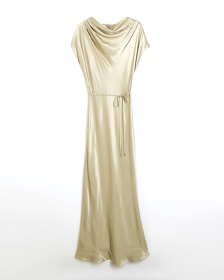 Gold Cowl Neck Maxi Dress