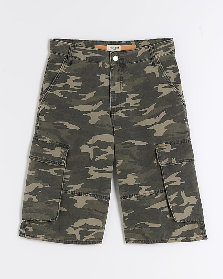 Khaki Camo Cargo Jorts