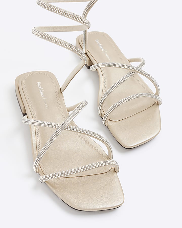 Silver Embellished Wire Swirl Flat Sandals
