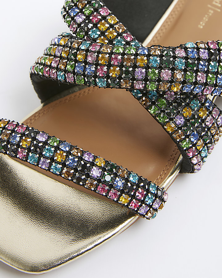Multi Colour Embellished Twisted Flat Sandals