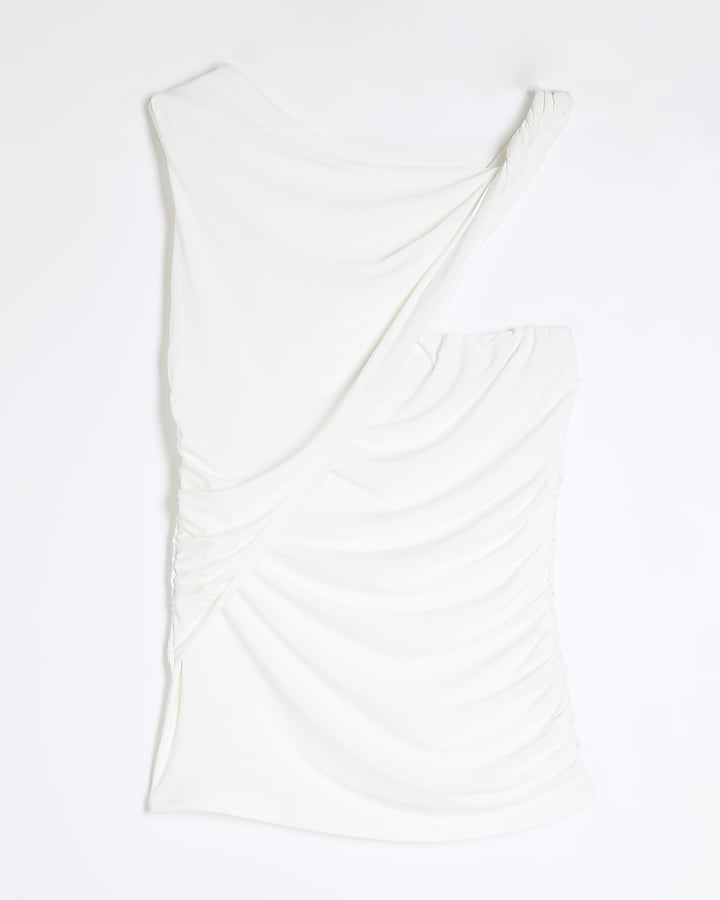 White Sleeveless Twist 2 in 1 Cami Top