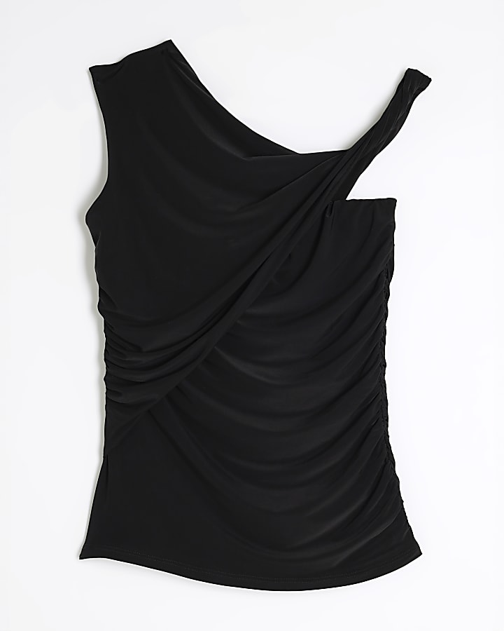 Black Sleeveless Twist 2 in 1 Cami Top