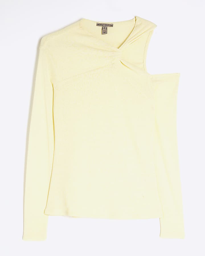 Yellow Long Sleeve Cut Out Top