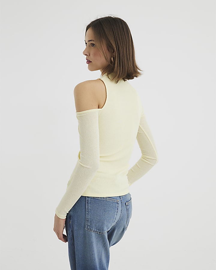 Yellow Long Sleeve Cut Out Top