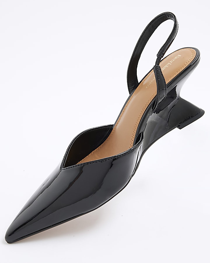 Black Wedge Court Heels