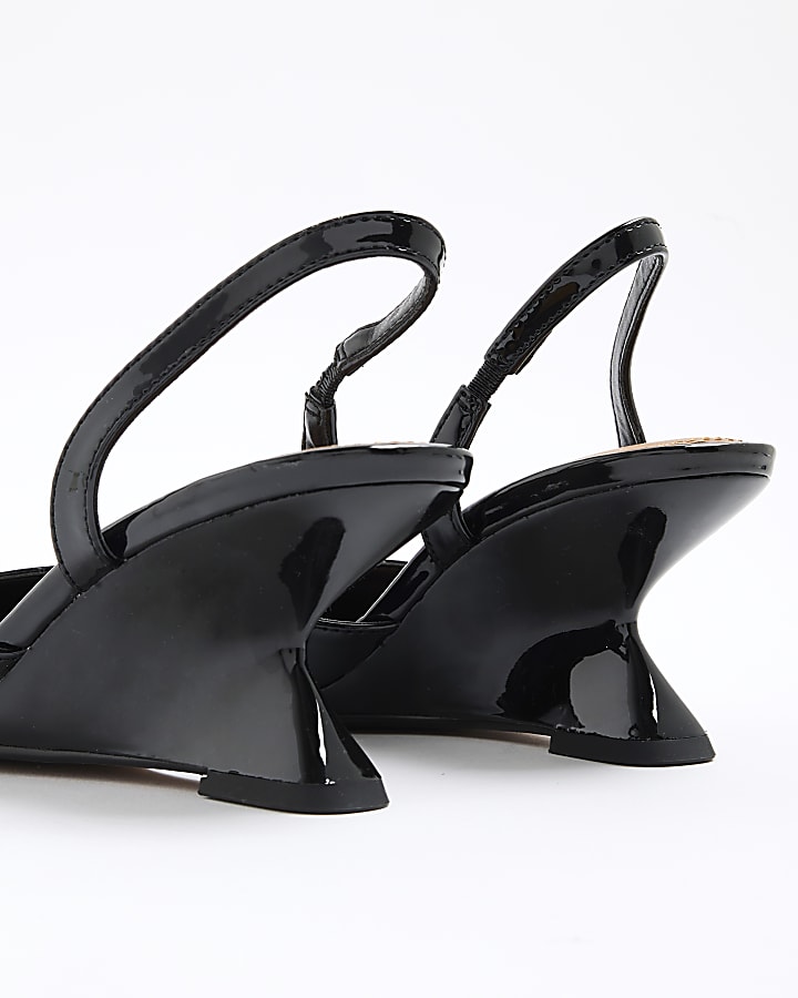 Black Wedge Court Heels