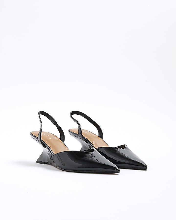 Black Wedge Court Heels