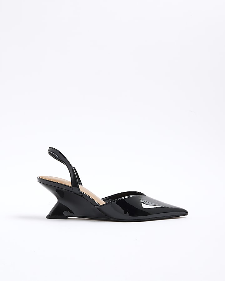 Black Wedge Court Heels