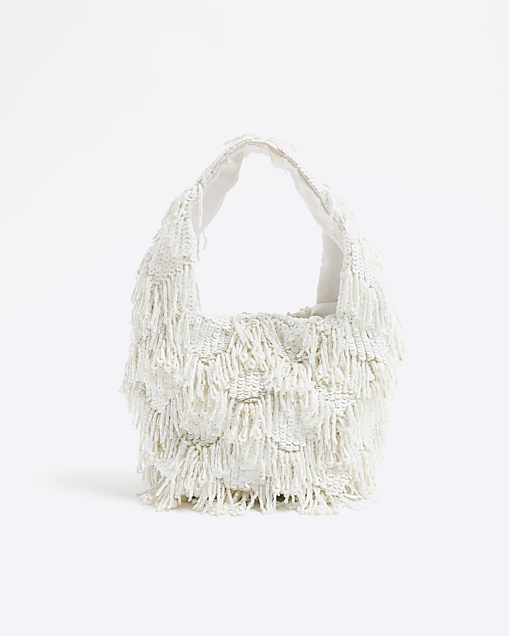 White Premium Beaded Grab Bag