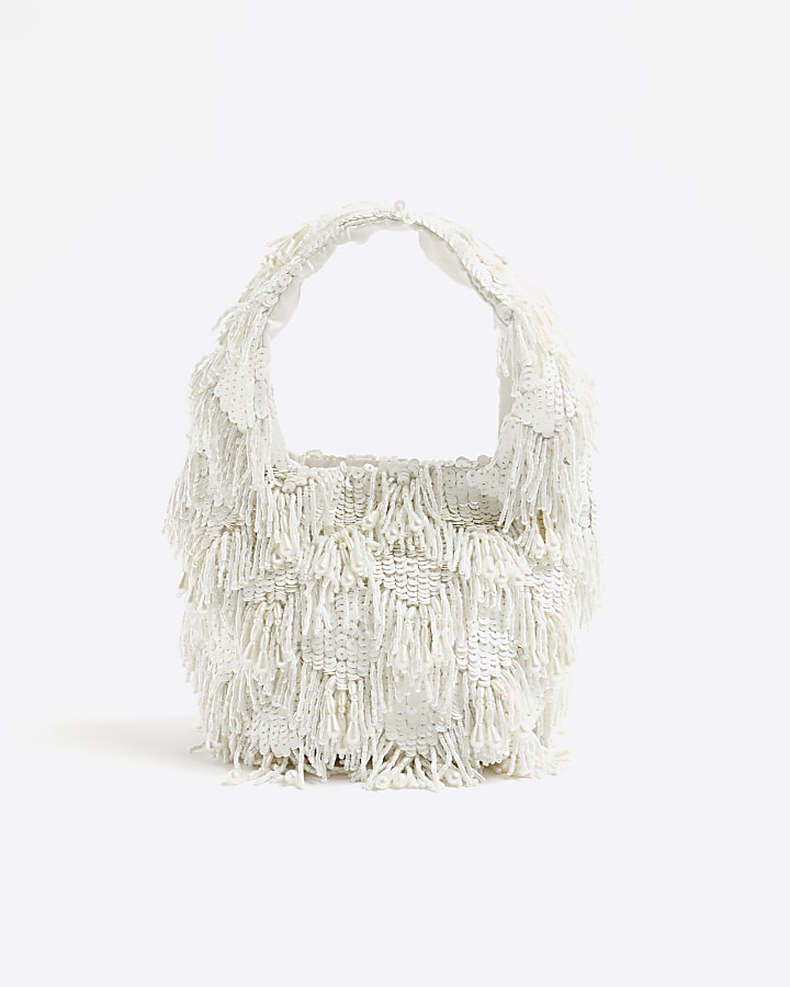 White Premium Beaded Grab Bag