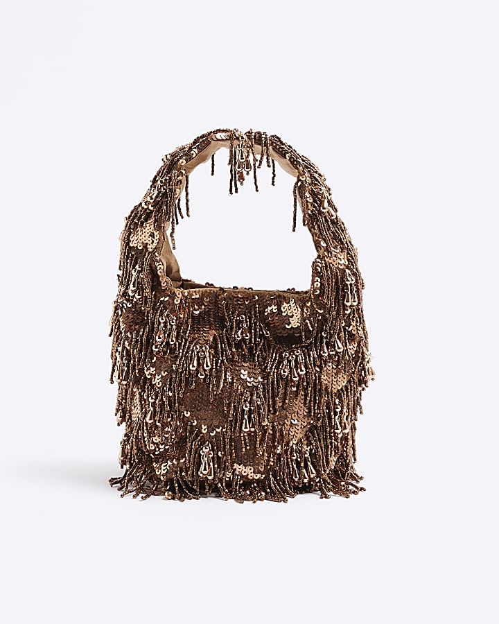 Brown Premium Beaded Grab Bag