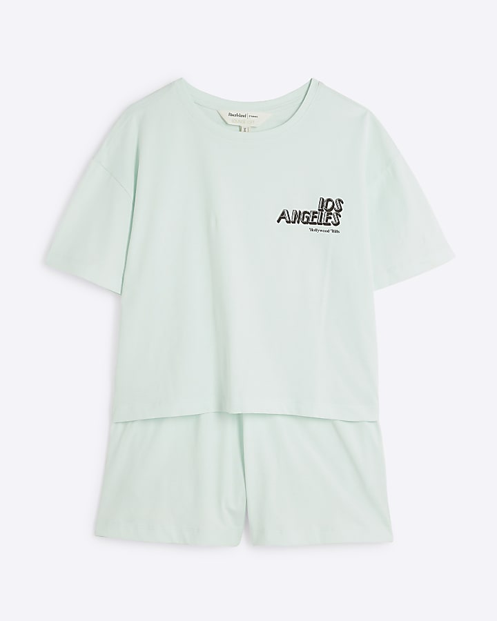 Mint Green Jersey T-shirt and Shorts Set