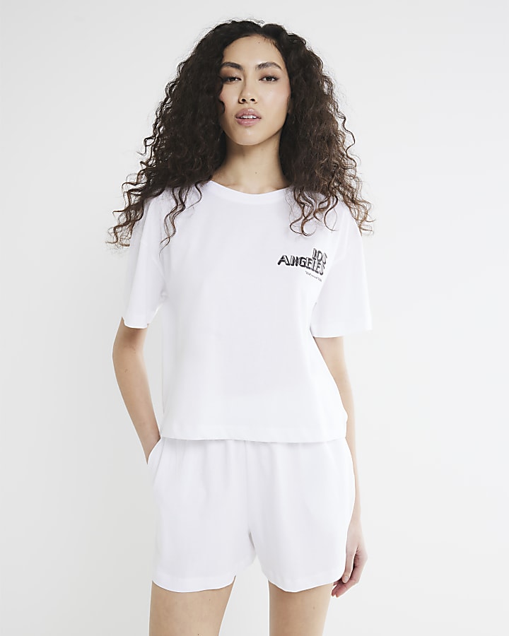 White Jersey T-shirt and Shorts Set