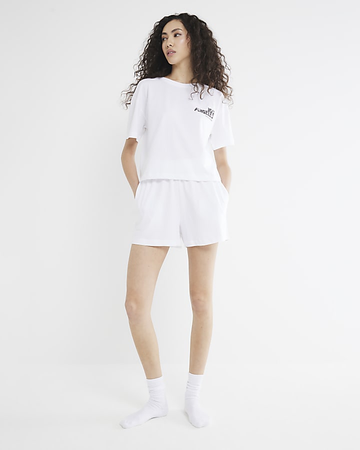 White Jersey T-shirt and Shorts Set