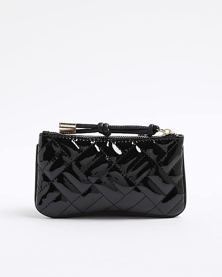 Black Quilted Rope Pull Pouch