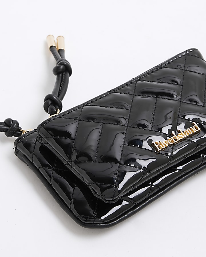 Black Quilted Rope Pull Pouch