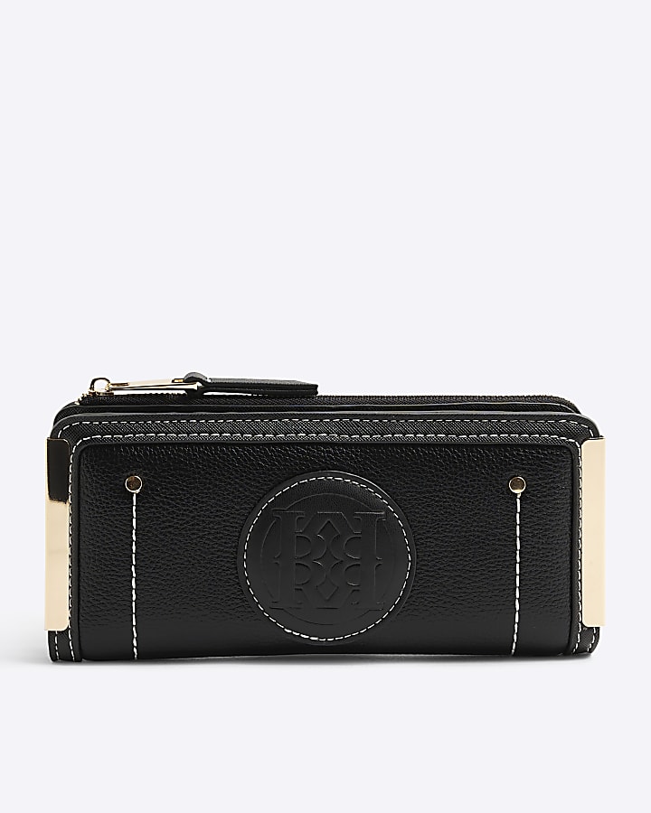 Black Faux Leather Embossed RI Patch Purse