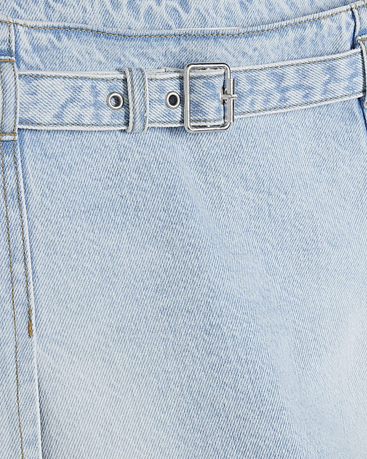 Blue Denim Belted Skort