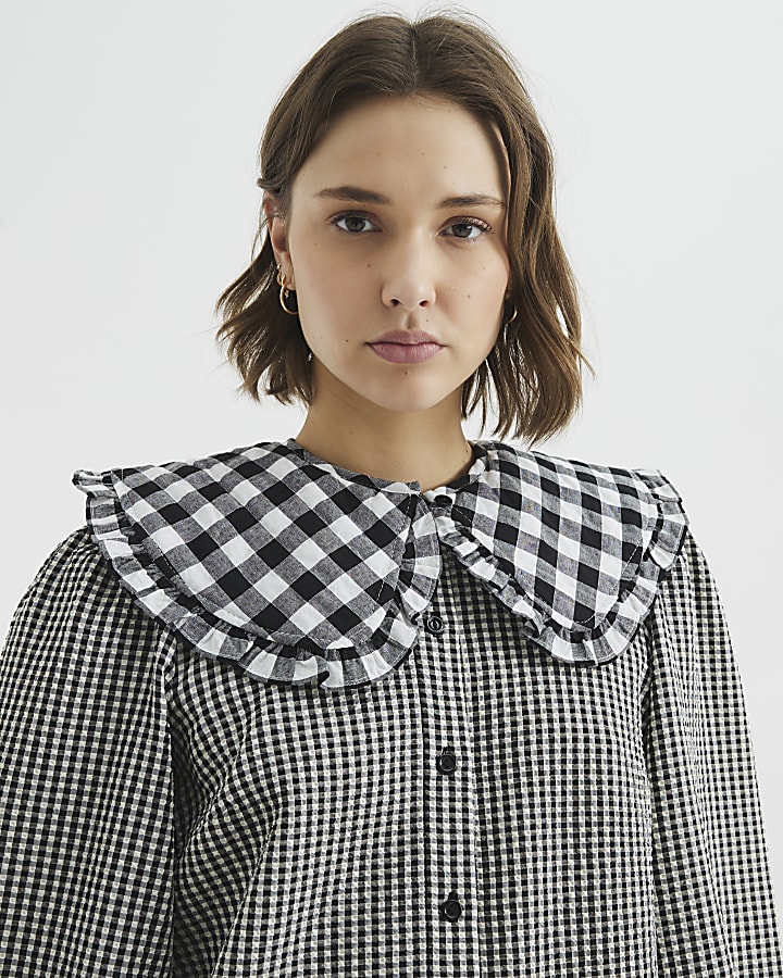 Black Quilted Gingham Collar