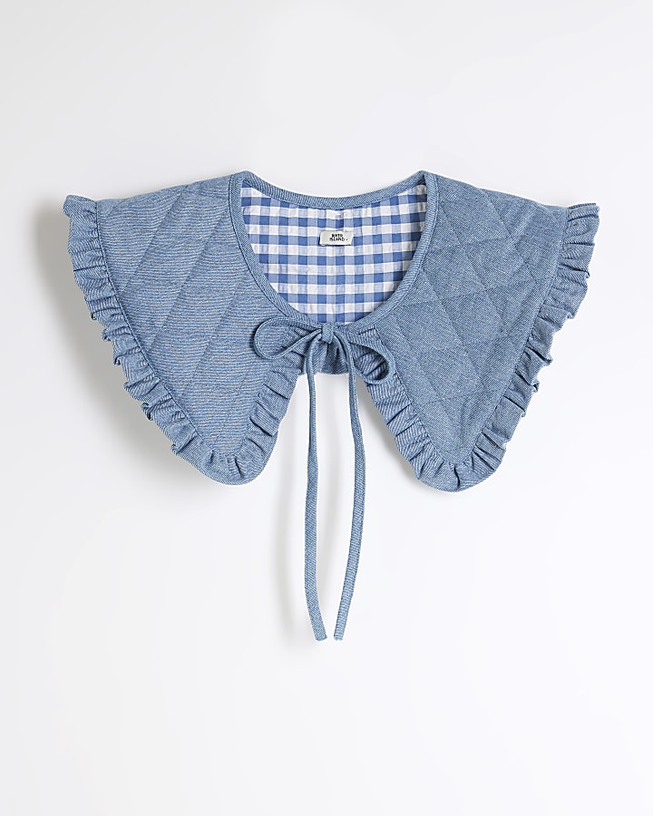 Blue Denim Quilted Collar