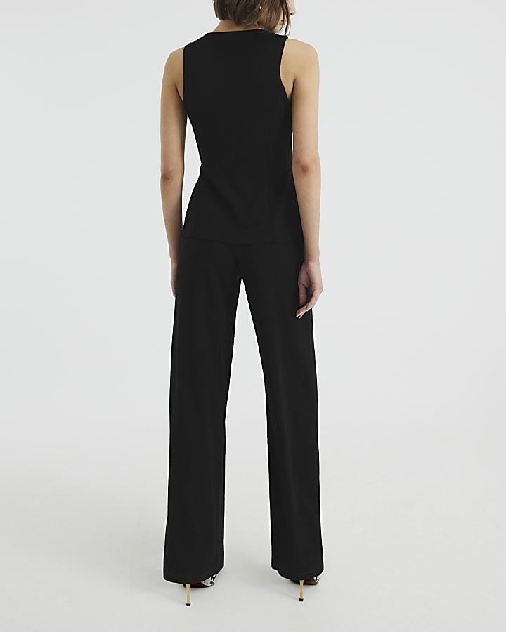 Black Sleeveless Double Breasted Jumpsuit