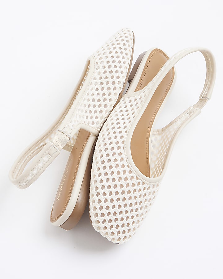Cream Crochet Slingback Ballet Pumps