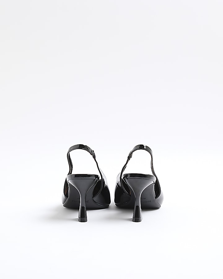 Black Wide Fit Pointed Court Heels