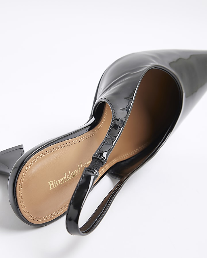 Black Wide Fit Pointed Court Heels