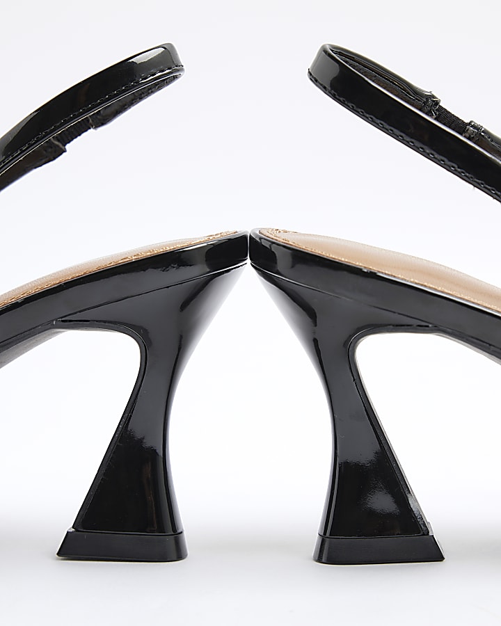 Black Wide Fit Pointed Court Heels