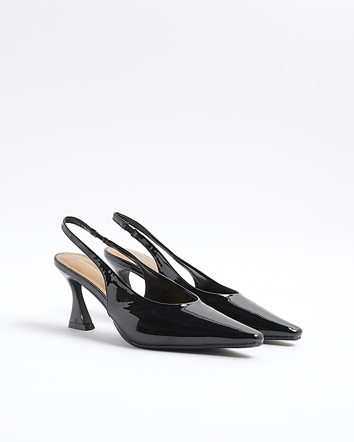 Black Wide Fit Pointed Court Heels