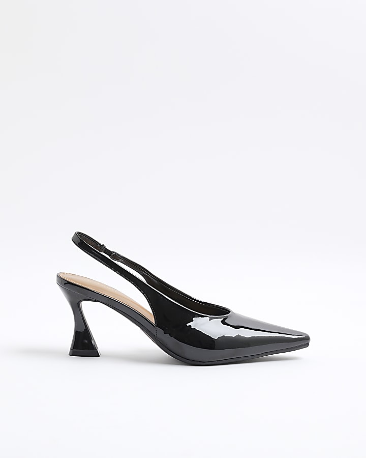Black Wide Fit Pointed Court Heels