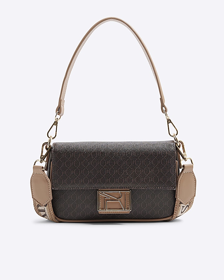 Brown RI Monogram Shoulder Bag