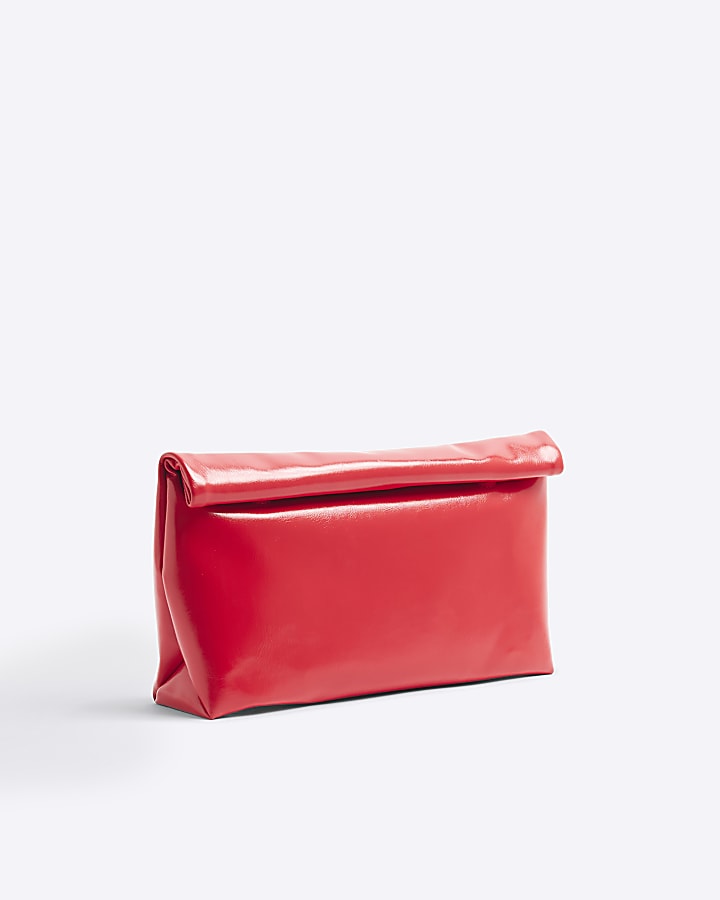 Red Roll Top Clutch Bag