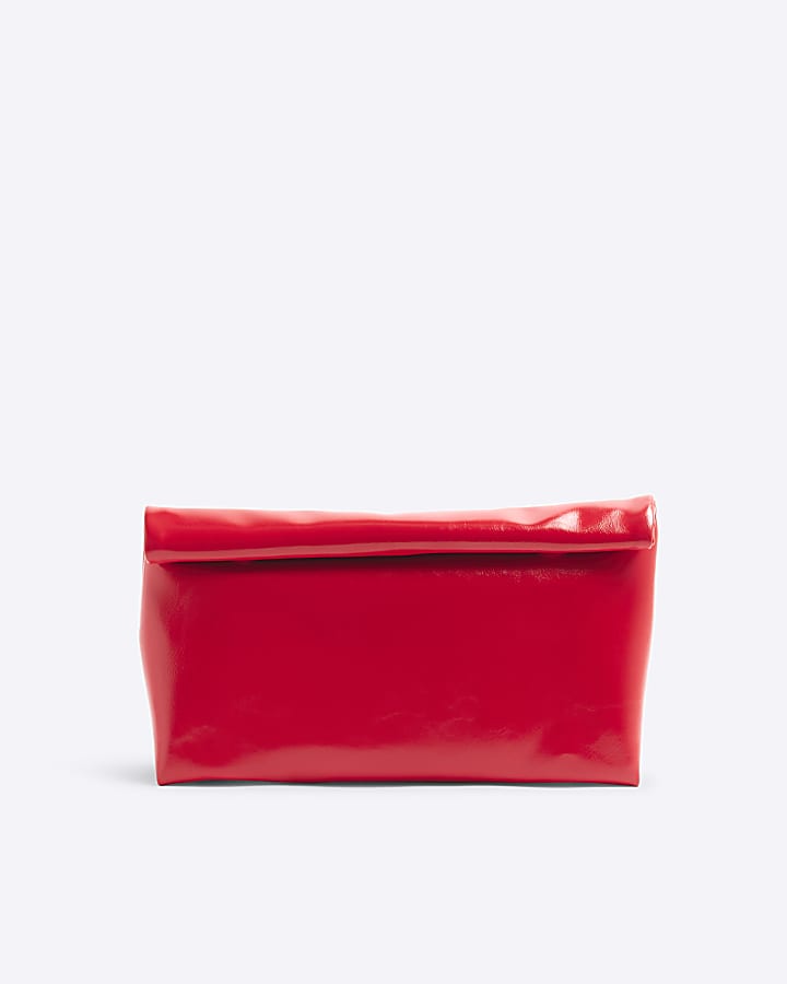 Red Roll Top Clutch Bag