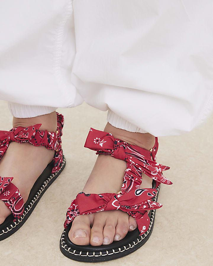 Red Bandana Tie Sandals