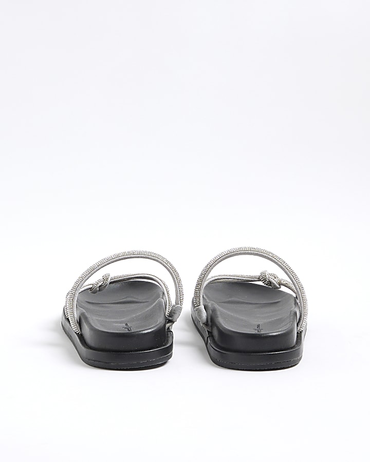Silver Diamante Footbed Sandals