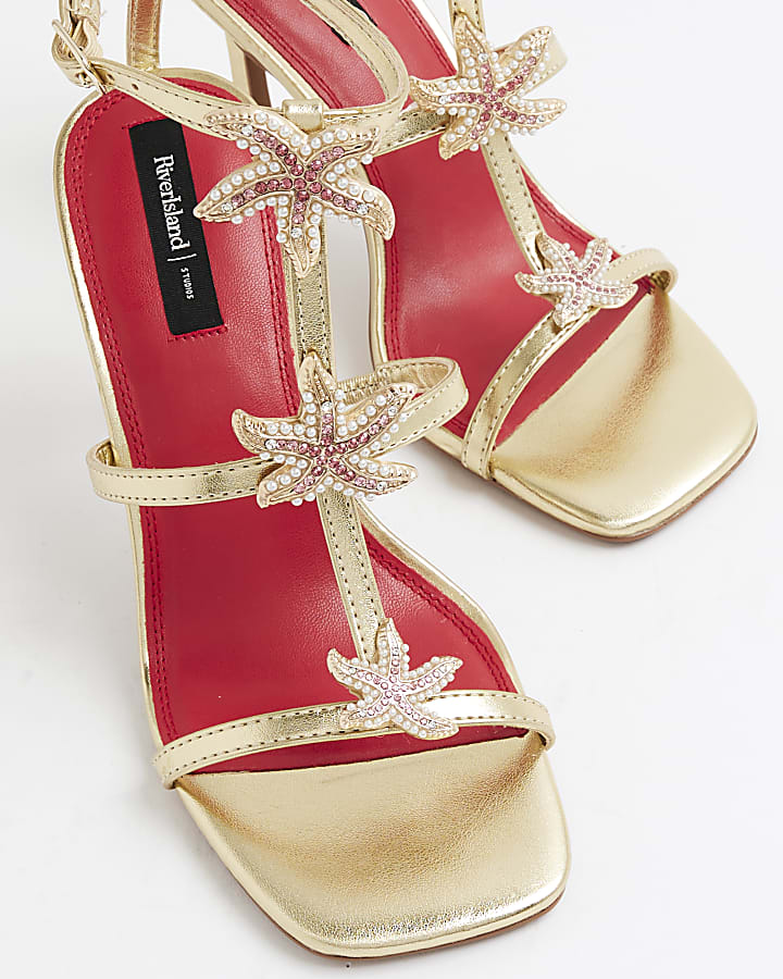 Gold Starfish Strappy Heeled Sandals