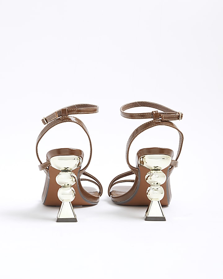 Brown Feature Heeled Sandals