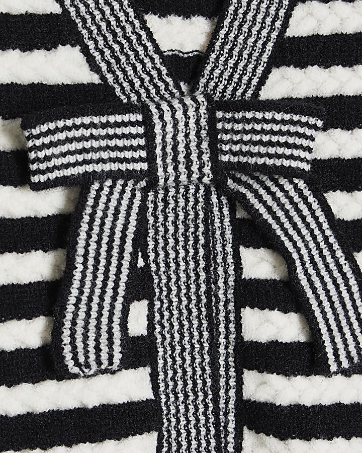 Black Long Sleeve Stripe Tie Cardigan