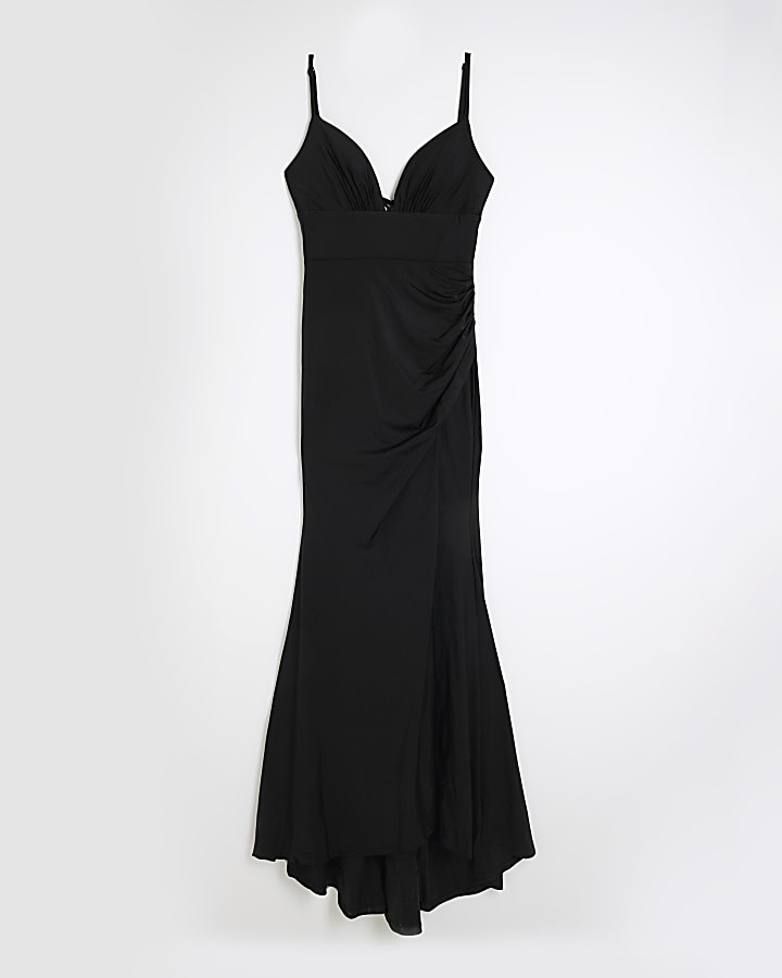 Black Sleeveless Strappy Maxi Slip Dress