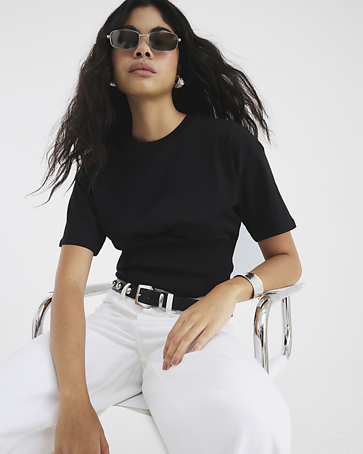 Black Corset Hem T-Shirt