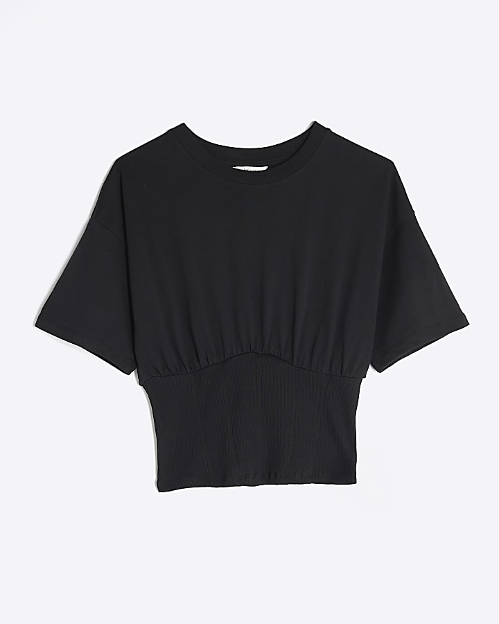 Black Corset Hem T-Shirt