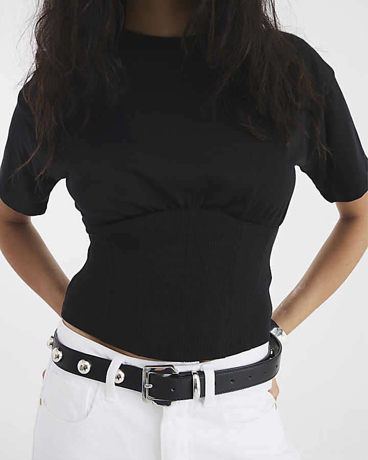 Black Corset Hem T-Shirt