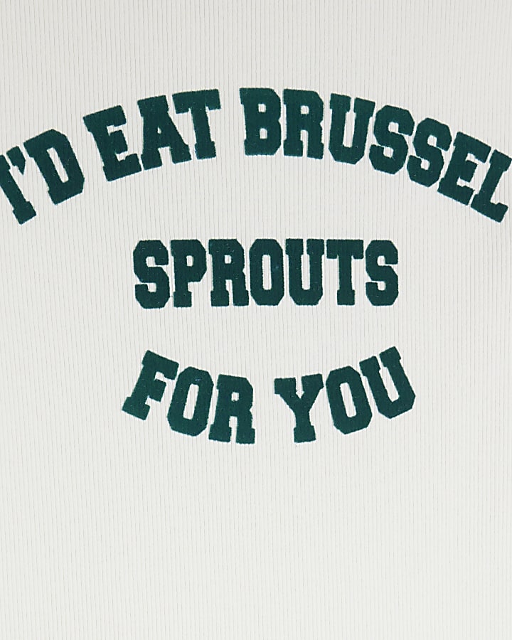 White Xmas Brussel Sprouts Slogan T-shirt