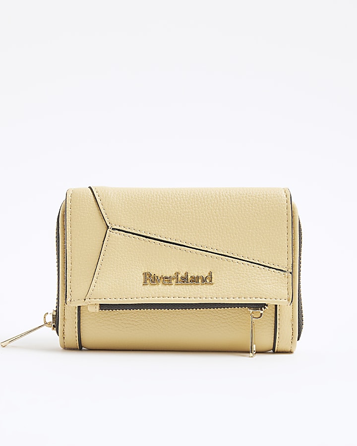 Yellow Panelled Zip Purse