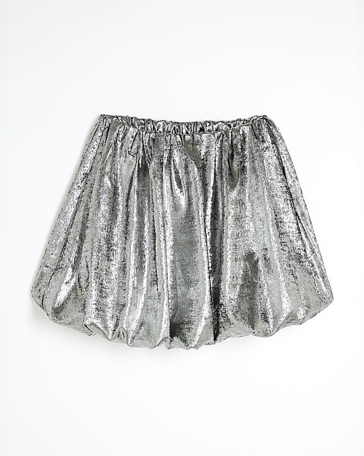 Silver Bubble Hem Mini Skirt