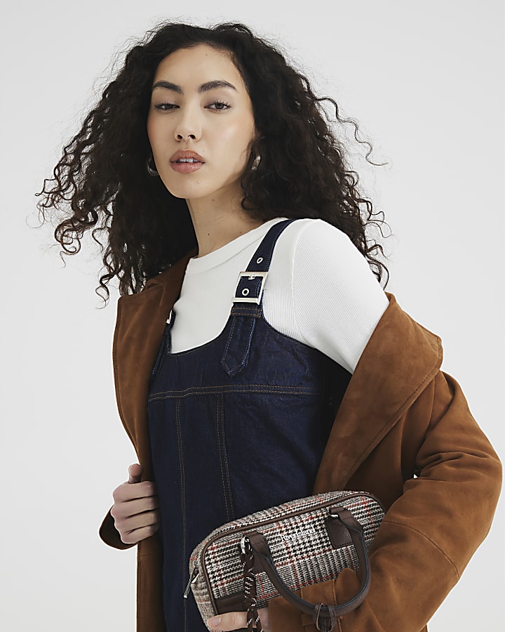 Blue Denim Buckled Pinafore Mini Dress