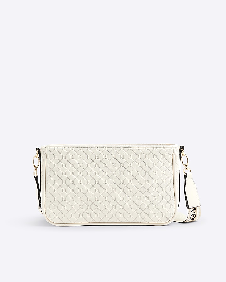 Cream RI Monogram Pouchette Cross Body Bag