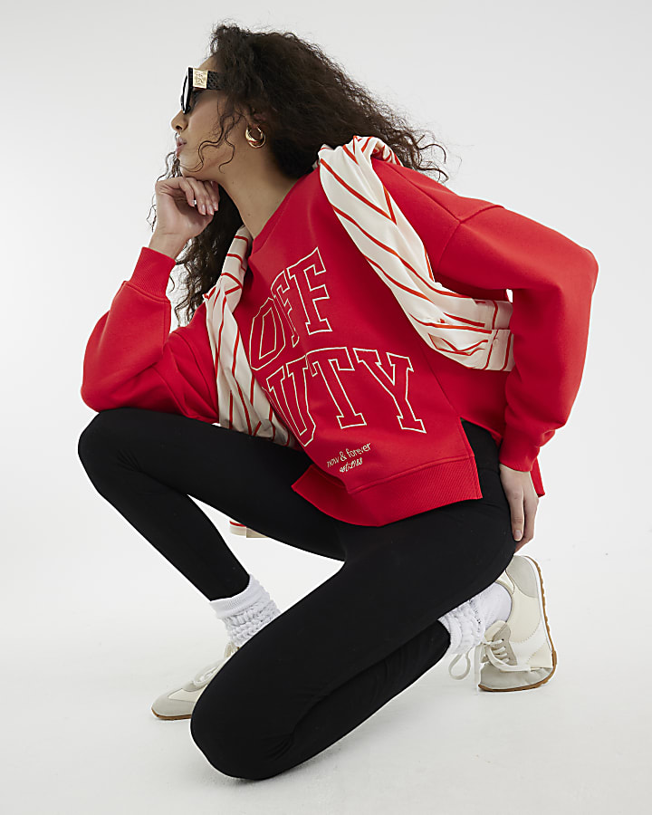 Red Long Sleeve Off Duty Sweatshirt